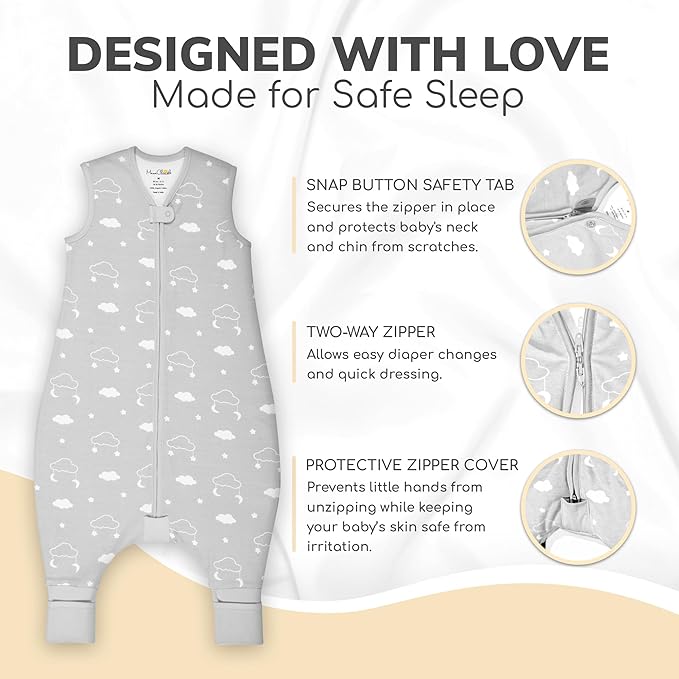 Mama Cheetah Toddler Sleep Sack with Feet 4T-5T, 0.5 TOG Organic Cotton Baby Wearable Blankets with Legs, Baby Sleeping Bag for Walkers, Early Walker X-Large