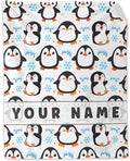 Custom Penguin Throw Blanket Gifts for Kids - 30" x 40" Inches Cute Penguin Blankets for Girls - White Soft Fuzzy Throws for Sofa, Lap & Office