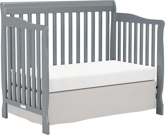Baby Crib 5-in-1 Convertible, Wooden Cribs Converts to Toddler Bed, Daybed and Full-Size Bed, Nursery Furniture with Non-Toxic Finishes (Steel Grey)