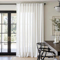 jinchan Linen Blend Curtain 90 inch Length 1 Panel for Sliding Door, Light Filtering 100 inch Extra Wide Living Room Drape with Rod Pocket Back Tab(100W x 90L, Off White)