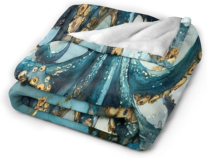 Tijuboni Octopus Throw Blanket Ocean Gifts for Girls Boys Women Men Kids Adults Soft Flannel Fleece Blanket for Couch Sofa Bed Home Decor 40"x50"
