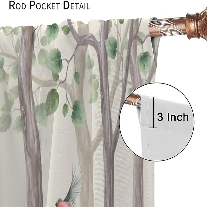 Forest Animal Curtains,Fox Elk Bird Animal Watercolor Woodland Print Curtains Kids Nursery Bedroom Living Room Home Decoration 42x45 Inch
