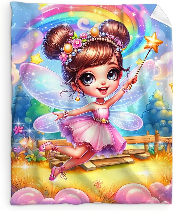 Girls Blanket Fairy Throw Gift for Toddler Kids Daughter Birthday, 30x40 Inches Lightweight Soft Throw Blankets for Sofa Couch Bedroom Travel