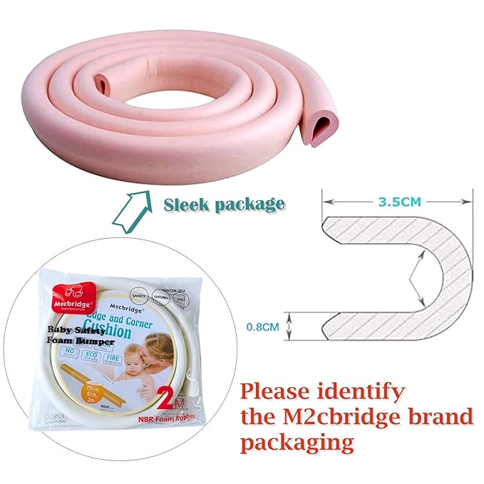 M2cbridge U Shape Extra Thick Furniture Table Edge Protectors Foam Baby Safety Bumper Guard 6.5 Ft (Grey (6.5ft x 2))