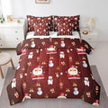 Christmas Kids Bed Set Cute Snowman Santa Claus Decorations Bed in a Bag Boys Girls Bear Rabbit Comforter Set with Sheets Christmas Bells Cartoon Design Bedding Set Bedroom Collection King Size