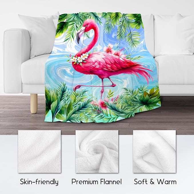Girls Blanket Flamingo Blankets Gifts - Flannel Soft Throws for Room Decor/Bed - 50"x60"