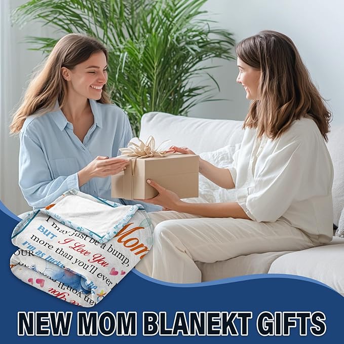 New Mom Gifts for Women, New Mom Blanket, Mother to be Gifts for 1st Time, First Pregnancy Gifts for Christmas Thanksgiving for Mother, Flannel Throw Blanket for Sofa Couch Bed 50"x60"
