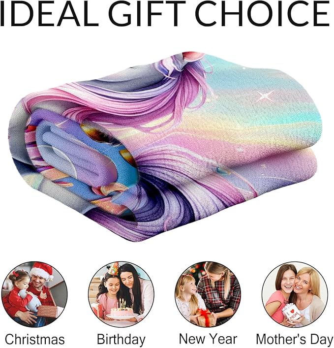 Custom Blanket for Kids - Unicorn Blanket for Girls 4-6 - Cute Toddler Gifts Throw for Crib, Lap