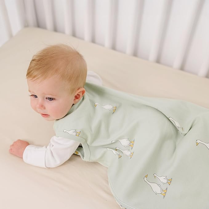 Ecolino Organic Cotton Baby Sleep Sack - 2-Way Zipper Baby Wearable Blanket - Newborn Sleeping Bag Sack - 0-6 Months - Goose