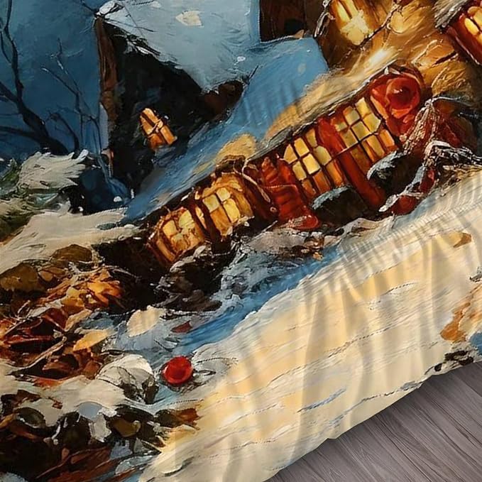 Christmas Comforter Set Queen: Winter Christmas Tree Bedding Sets Festival Gift Quilt for Girls Women Teens Bedroom 1 Comforter & 2 Pillowcases