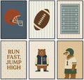 Football Poster Canvas, Baby Boy Sports Nursery Wall Art, Animal Bear Athletes Pictures, Run Fast Jump High Charming Quote Print, Kids Bedroom Soccer Equipment & Field Decor 16x24in Unframed
