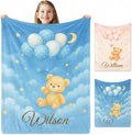Personalized Baby Blanket – Printed in USA, Baby Blankets for Girls & Boys with Name, Newborn Essentials Must Haves, Soft Plush Flannel, Easter Christmas Brithday Gifts for Kids Toddlers (Blue Pink)