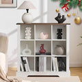 9 Cube Storage Organizer, 3 Tier Book Shelf with Led Lights, Farmhouse Book Shelves for Living Room, Horizontal Toy Storage Bookshelf, Wood Display Bookcase Cabinet for Bedroom, Office, White