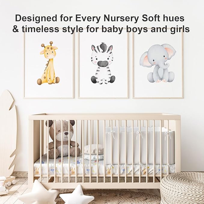Little Grape Land Waterproof Crib Sheets for Boys Girls, Soft and Breathable Waterproof Baby Crib Sheets 52"x28", Crib Mattress Sheets Neutral for Standard Crib and Toddler Bed Mattress (Rabbit)