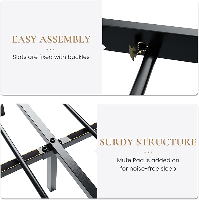 SHA CERLIN Full Size Metal Platform Bed Frame with Victorian Style Iron-Art Headboard and Footboard, Easy Assembly, Under Bed Storage, No Box Spring Required, Black