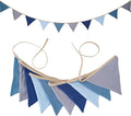 Fabric Bunting Banner, 2 Pack Handmade Neutral String Banner Each 8.5 ft 10 Flags Nursery Wall Hanging Wedding Birthday Home Baby Shower Party Decoration Bunting (Blue)