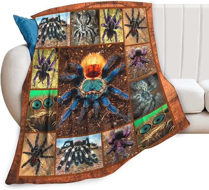 Tarantula Spider Blanket Gifts for Tarantula Lovers Tarantula Throw Blanket for Men Women Kids Adults Soft Warm Cozy Fleece Blanket for Couch Sofa Bed 50"x60"