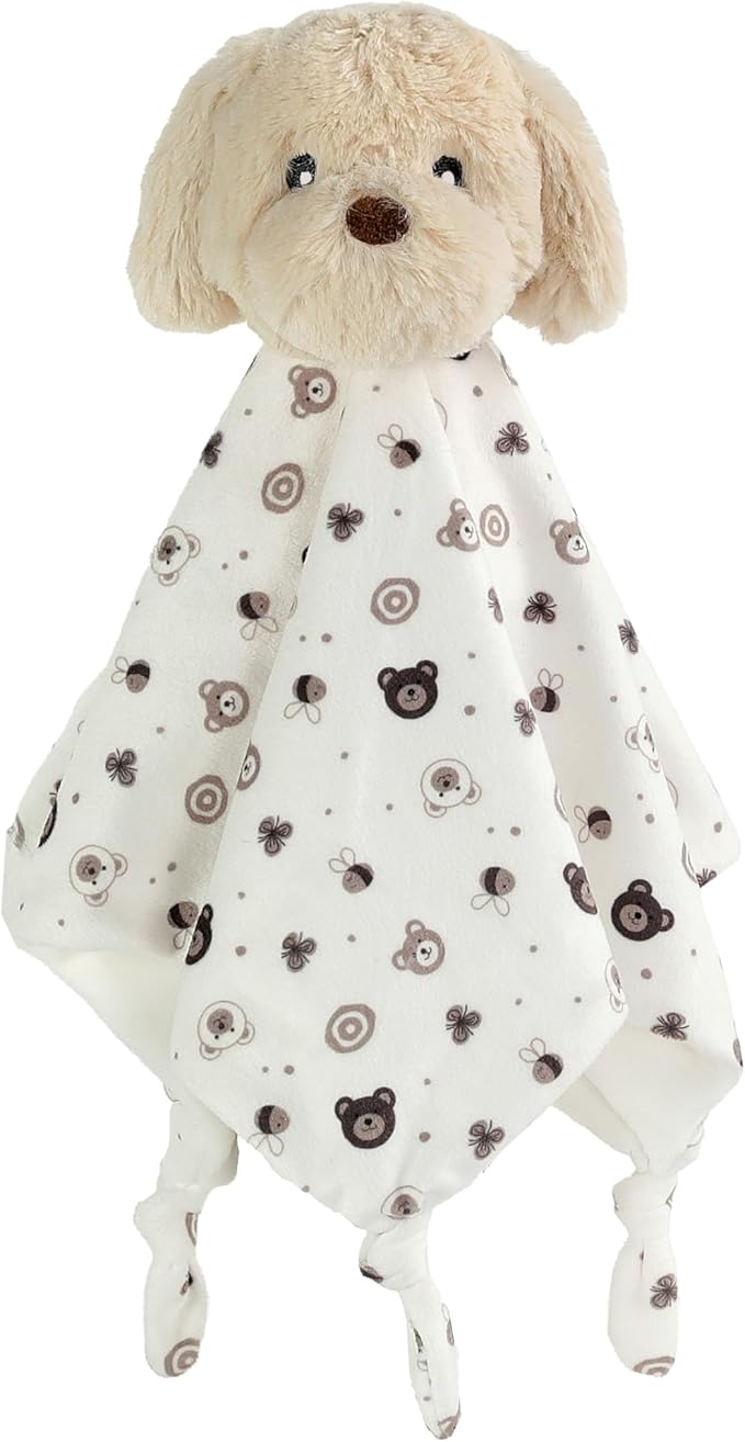 CREVENT Cozy Plush Baby Security Blanket, Loveys for Baby Girls and Boys, Birthday (Dog + Lion)