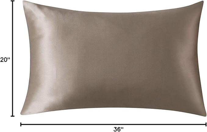 SLPBABY 100% Natural Pure Silk Pillowcase for Hair and Skin, Both Side 19 Momme Silk, Luxury Smooth Satin Pillowcase Cover with Hidden Zipper (King, Taupe)
