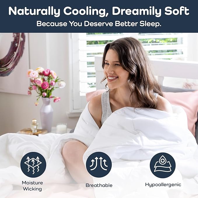Olive + Crate 100% Viscose Derived from Bamboo Comforter - King Size - Hypoallergenic, Cooling & Moisture-Wicking Bedding - All Season Lightweight Plush Design - Organic King Comforter - 102"x90"