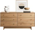 Prepac Finnley 6-Drawer Dresser in Natural Oak, Dresser for Bedroom, Extra-Wide Chest of Drawers with Storage, Modern Clothing Organizer for Home, Bedroom, Living Room, 16" D x 61" W x 31" H