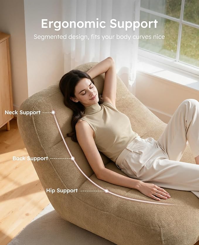 Relefree Goliath Bean Bag Chair for Adults,Cozy Bean Bag Reading Chair,Plush Memory Foam Filling,Oversized Comfy Chair for Living Room,Bedroom,Fireside for Reading,Gaming&Relaxation