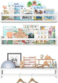 Floating Nursery Book Shelves for Wall, 15.7 Inch Nature Solid Wood Wall Mounted Bookshelf Set of 3, Hanging Bookshelves for Kids Room, Bedroom Nursery Decor and Book Storage (White)