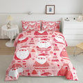 Feelyou Cute Santa Claus Bedding Set for Kids Boys Girls Queen Size Christmas Comforter Set Ultra Soft Winter Comforter Xmas Tree Duvet Quilt Bedroom Decor Christmas Decorations Quilt