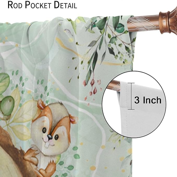 Kids Safari Animal Curtains Cute Watercolor Wildlife Jungle Window Treatments for Boys Girls Bedroom Inspirational Motivational Quotes Nursery Children Drapes for Living Room W55xL63