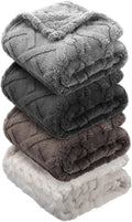VitalCozy 4 Pcs Soft Fleece Baby Blankets Set 30" x 40" 3D Plush Warm Nursery Swaddling Bed Blanket Little Boys Girls Infant Toddlers and Newborn Receiving Gifts Blankets(Dark Color)
