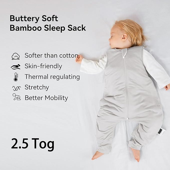 BubblePanda Rayon Made From Bamboo Toddler Sleep Sack with Feet 24-36 Months 2.5 Tog Winter Ultra Soft Warm Baby Sleep Bag Walker 2t-3t Quilted Thick Wearable Blanket with Legs 2-Way Zipper