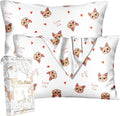 Silk Pillowcase 2 Pack - Cute Pillow Cases 20" x 26" Standard Size Set of 2 for Hair and Skin Smooth Soft Breathable with Hidden Zipper Cooling Pillow Covers for Sleeping, Love Cat