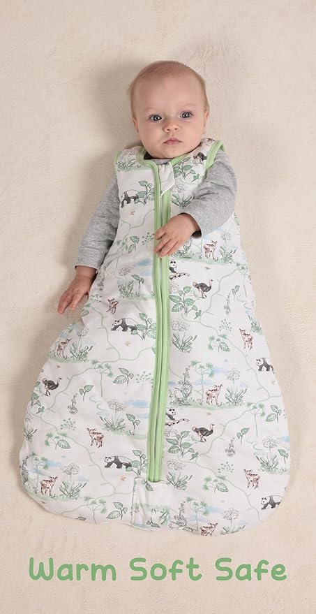 Baby Sleeping Bag 2.5 TOG Cotton Winter Sleep Sack for Newborn babies, Unisex Baby Wearable Blanket with Animal Patterns, Panda, M