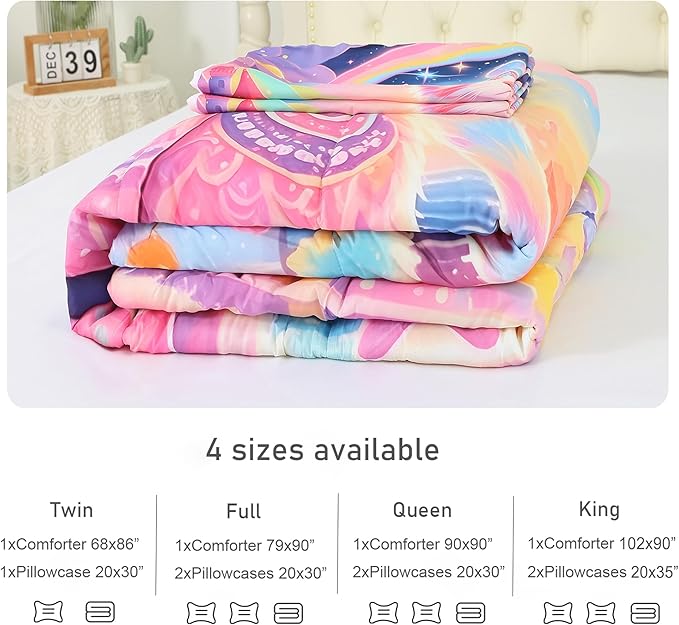 Cat Comforter Set Queen: Rainbow Cat Bedding Set Cartoon Exotic Kitten Floral Feline Castle Quilt for Women Girls Teens Adults Colorful Butterfly Pet Animal Bed Set 3 Piece