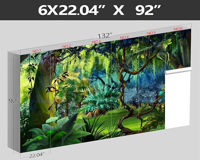 XMPMBM-Cartoon Plant Dreamy Forest Fabric Wallpaper Botanical Woodland Nursery Room Wall Mural-W 132" X H 92"（93 Square Foot）