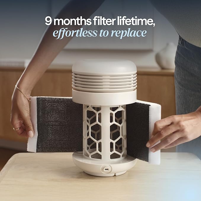 BLUEAIR Purifier for Bedroom - Mini Restful - Sunrise Clock with HEPASilent Filtration and Wake Up Light - Cleans Air and Supports Circadian Rhythm - USB-C and App Connectivity, Blue