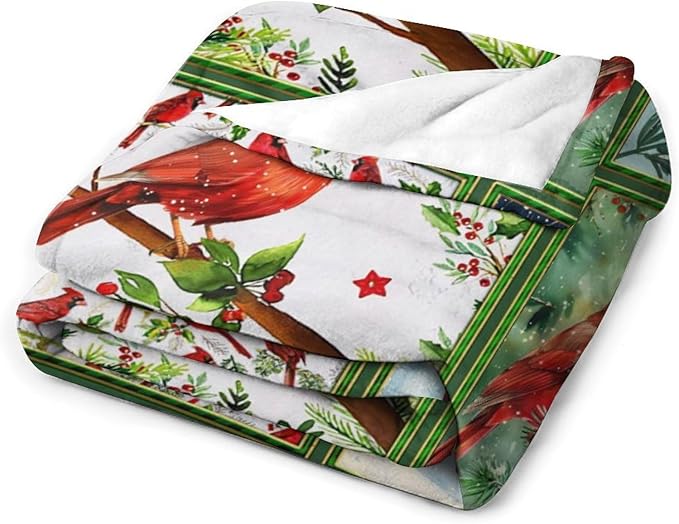Cardinal Throw Blanket Red Birds Blankets Gifts for Couch Sofa Bed Stuff Decor Lightweight Cozy Fleece Plush Warm Flannel Bedding for Lover Men Women Adults 50"x60"