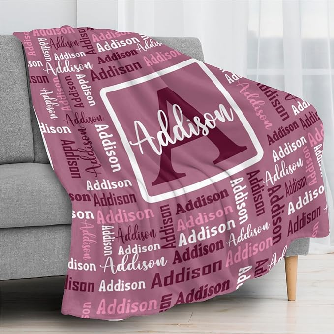 Dr.TOUGH Name Blanket Personalized Blanket for Adult Kids Flannel Customized Personalized Blankets and Throws