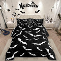 Erosebridal Bat Comforter Set Queen Size for Kids Bedroom with 2 Pillow Cases Happy Halloween Bedding Set Gothic Spooky Duvet Insert Cartoon Style Quilt, Black White