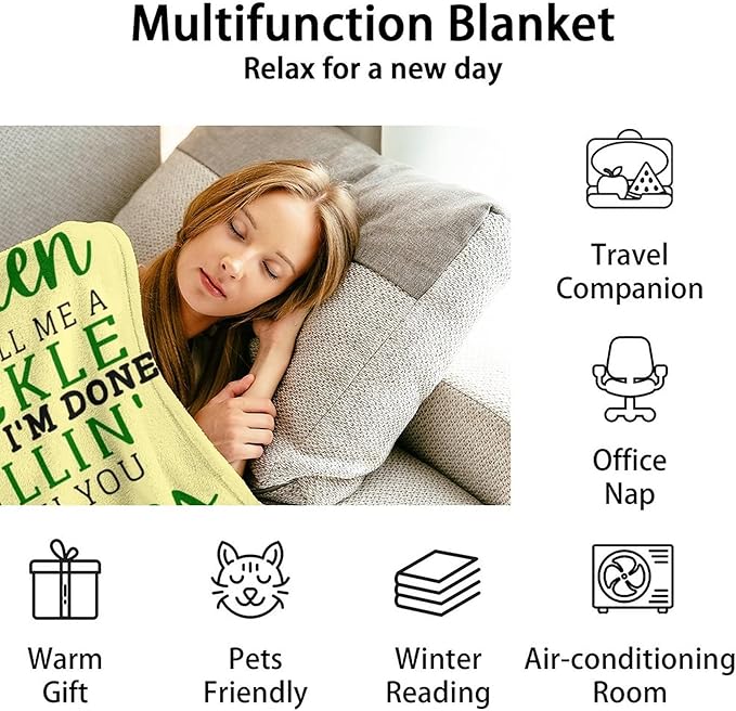 Pickle Throw Blanket for Baby - 30x40 Inches Lap Size - Soft Fluffy Cozy Blankets Gift - Beige Novelty Blanket Throws for Couch, Work