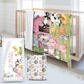Custom Name Crib Bedding Set - Animal House Design, Personalized Baby Nursery Bedding 3-Piece Set– Soft Blanket, Fitted Sheet, Changing Pad Cover – for Newborns Girls Nursery Gifts