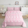 Feelyou Pink Christmas Bedding Set for Kids Boys Girls Full Size Xmas Deer Elk Decor Comforter Set Ultra Soft Winter Comforter Snowflake Duvet Quilt Bedroom Decor Christmas Ornaments Quilt