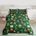 jejeloiu Xmas Nutcracker Comforter Set Full Size Christmas Green Bedding Set for Kids Boys Girls Cute Snowflakes Duvet Quilt Bedroom Decor