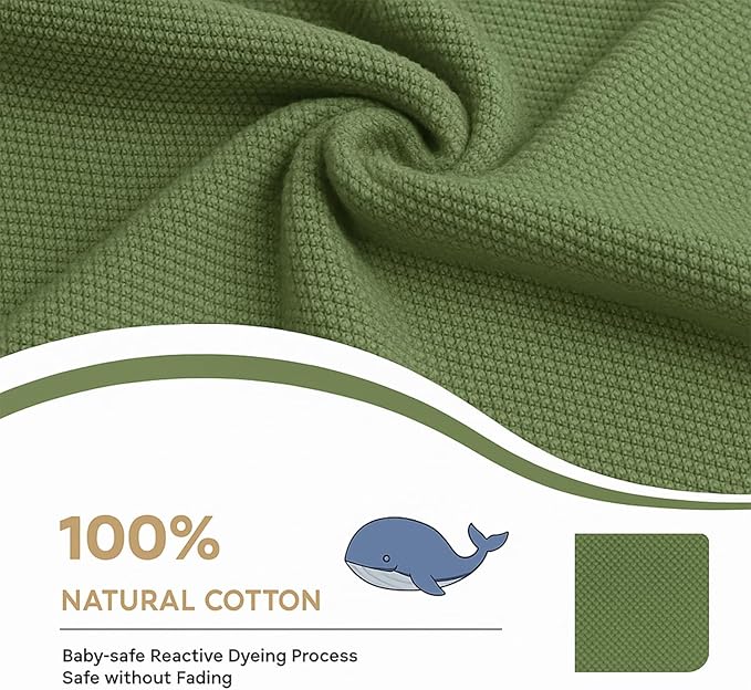 Baby Knit Blanket Soft Cotton Lightweight Newborn Blanket for Crib Stroller Toddler Nursery Shower Gift Cozy Breathable Travel Swaddle Wrap Sage Green 36 x 28 Inches