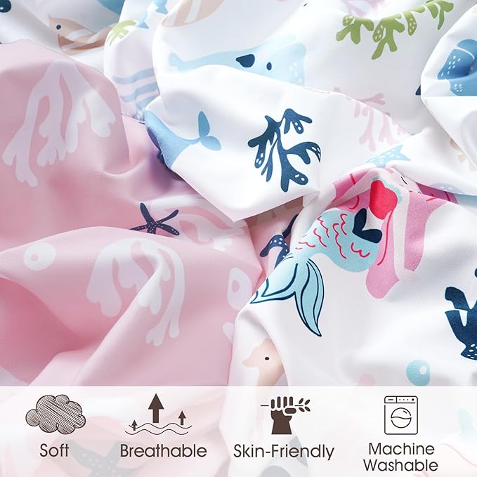 PHF 3 Pack Soft Bassinet Sheets, Mermaid Breathable Comfy Cradle Sheets for Baby Girls, No Slip Universal Fit for Most Cradle and Bassinet Mattress, Mermaid