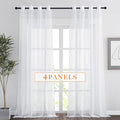 RYB HOME Sheer Curtains 4 Panels Set 90 Inches Long, Solid Voile Light Filtering Airy Curtains Window Treatment Drapes for Living Room, Elegant Bedroom Window Panels, White, Width 54, Grommet