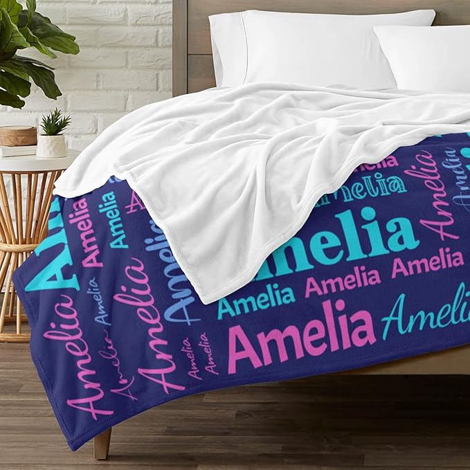 Dr.TOUGH Personalized Blanket for Adult Kids with Name Customized Blankets Personalized Throw Blanket for Christmas Birthday Gifts