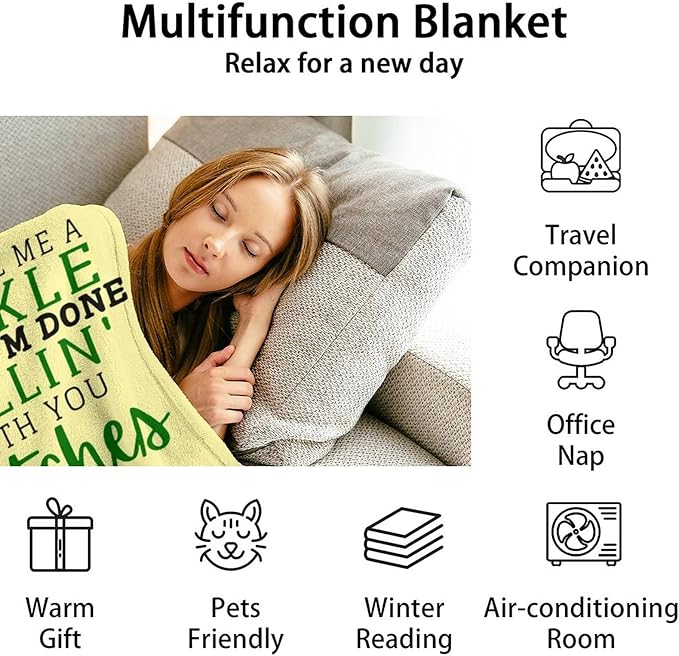 Custom Pickle Throw Blanket for Kids - 40x50 Inches Crib Size - Soft Fluffy Cozy Blankets Gift - Beige Novelty Blanket Throws for Travel, Office