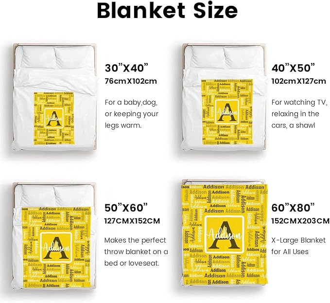 Dr.TOUGH Name Blanket Personalized Blanket for Adult Kids Flannel Customized Personalized Blankets and Throws