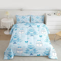 Feelyou Merry Christmas Comforter Set King Size Cute Snowman Bedding Set for Kids Boys Girls Cartoon Bowknot Duvet Quilt Christmas Tree Microfiber 3 Pcs with 2 Pillow Cases